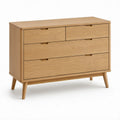 Komoda se 4 zásuvkami z MDF s dubovou dýhou, přírodní dub, 120 × 45 × 85 cm