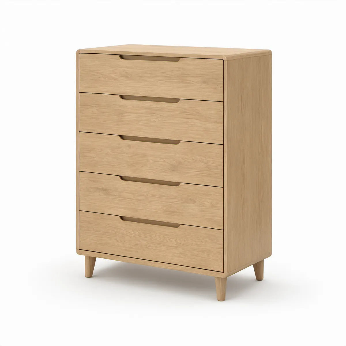 Komoda s 5 zásuvkami, 80 × 40 × 110 cm, MDF s dubovou dýhou, Přírodní dub